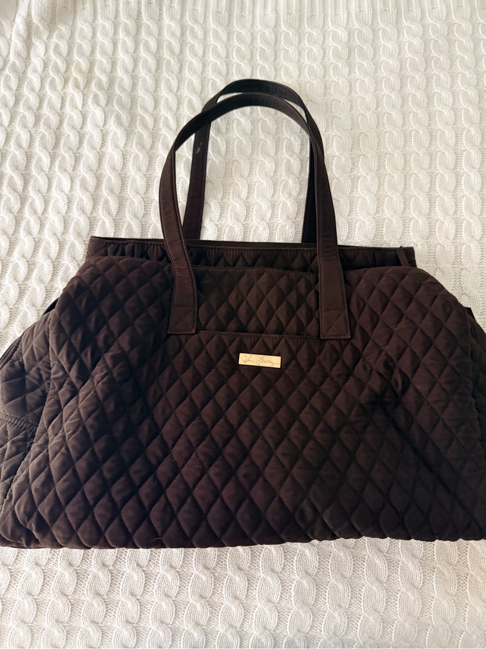 Vera Bradley Quilted Microfiber Triple Compartment Travel Tote - Espresso Brown